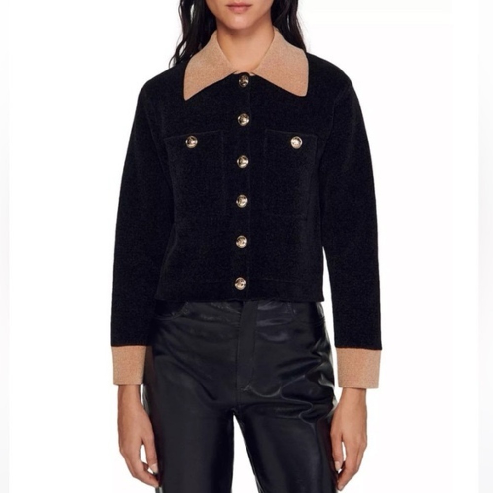 Sandro Black and Tan Jacket